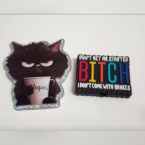 Flatback Funny Nope Beads Spicy Crafts Badge Keychain Magnet Clip Acrylic Cat